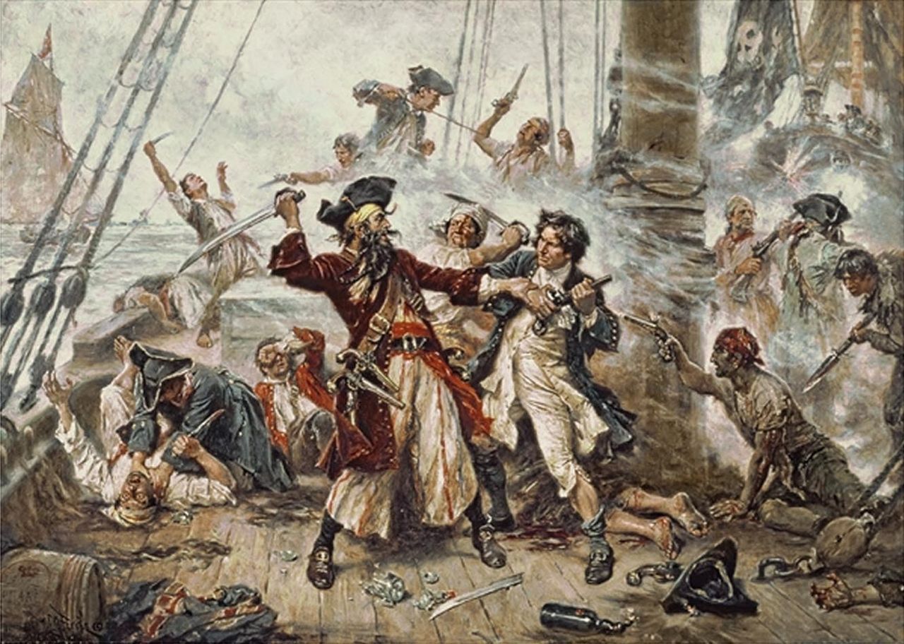 (c) public domain Capture-of-Blackbeard-Jean Leon Gerome Ferris